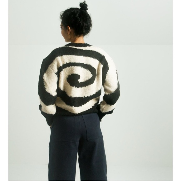 Paloma Wool Twister Pullover - Black White Wool Alpaca Swirl Knit Sweater sz S - Picture 4 of 12